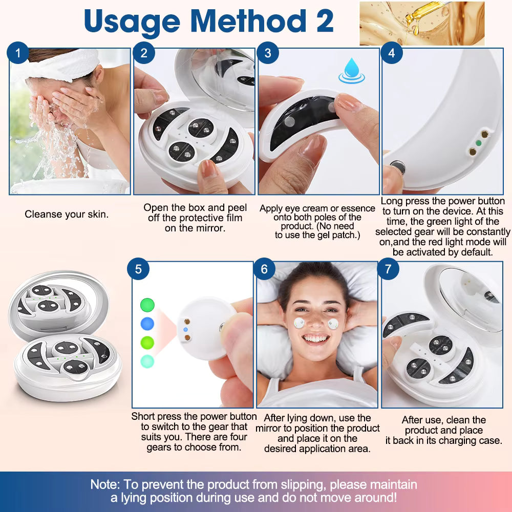 EMS Eye & Face Beauty Device – Red Light Therapy, Heat Compress & Dark Circle Relief