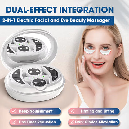 EMS Eye & Face Beauty Device – Red Light Therapy, Heat Compress & Dark Circle Relief