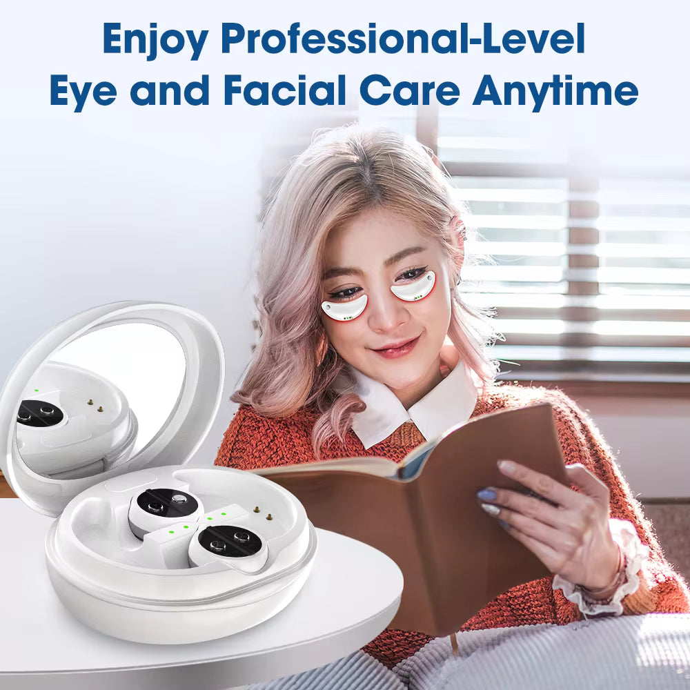 EMS Eye & Face Beauty Device – Red Light Therapy, Heat Compress & Dark Circle Relief