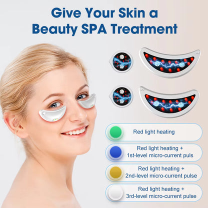 EMS Eye & Face Beauty Device – Red Light Therapy, Heat Compress & Dark Circle Relief