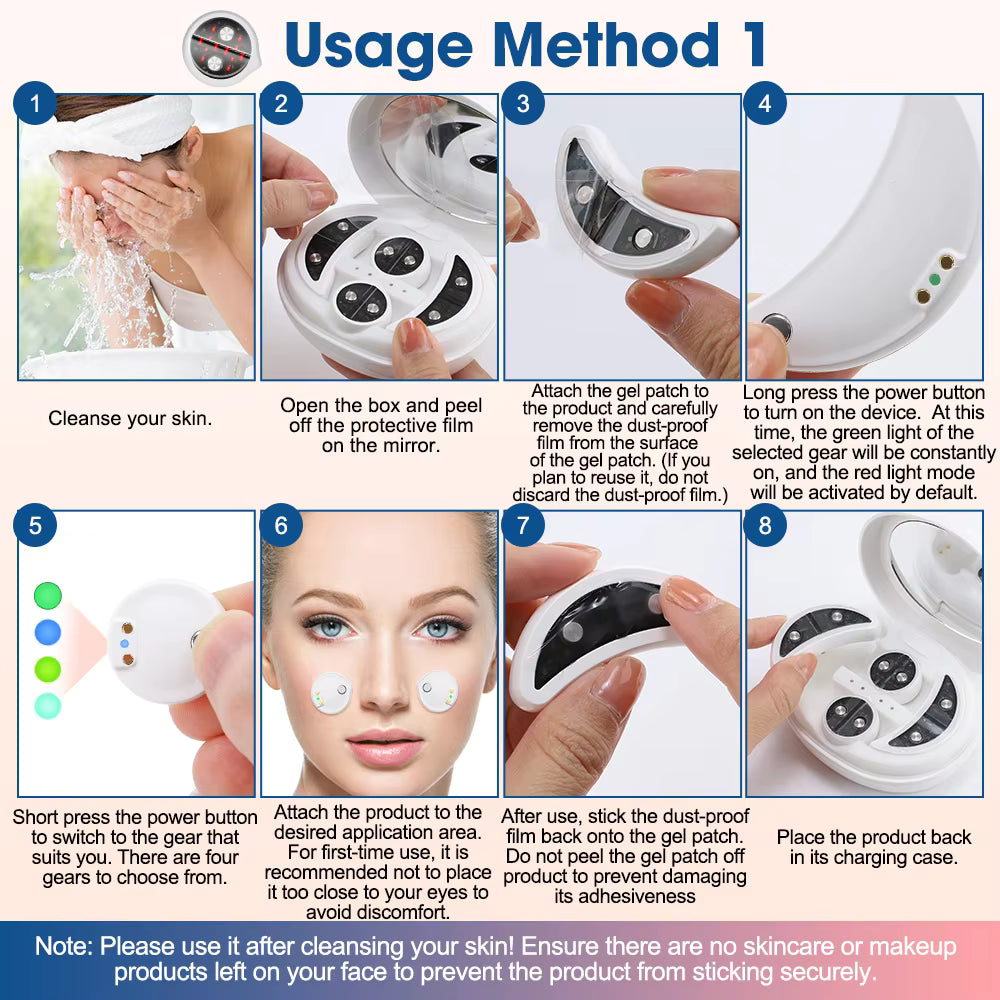 EMS Eye & Face Beauty Device – Red Light Therapy, Heat Compress & Dark Circle Relief
